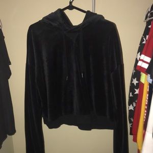 Cropped Velvet Hoodie